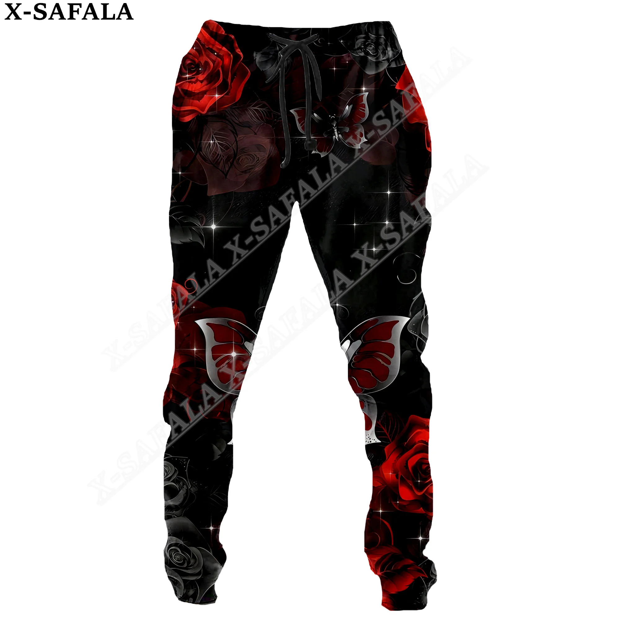 Брюки мужские/женские с 3D-принтом бабочки на шнуровке