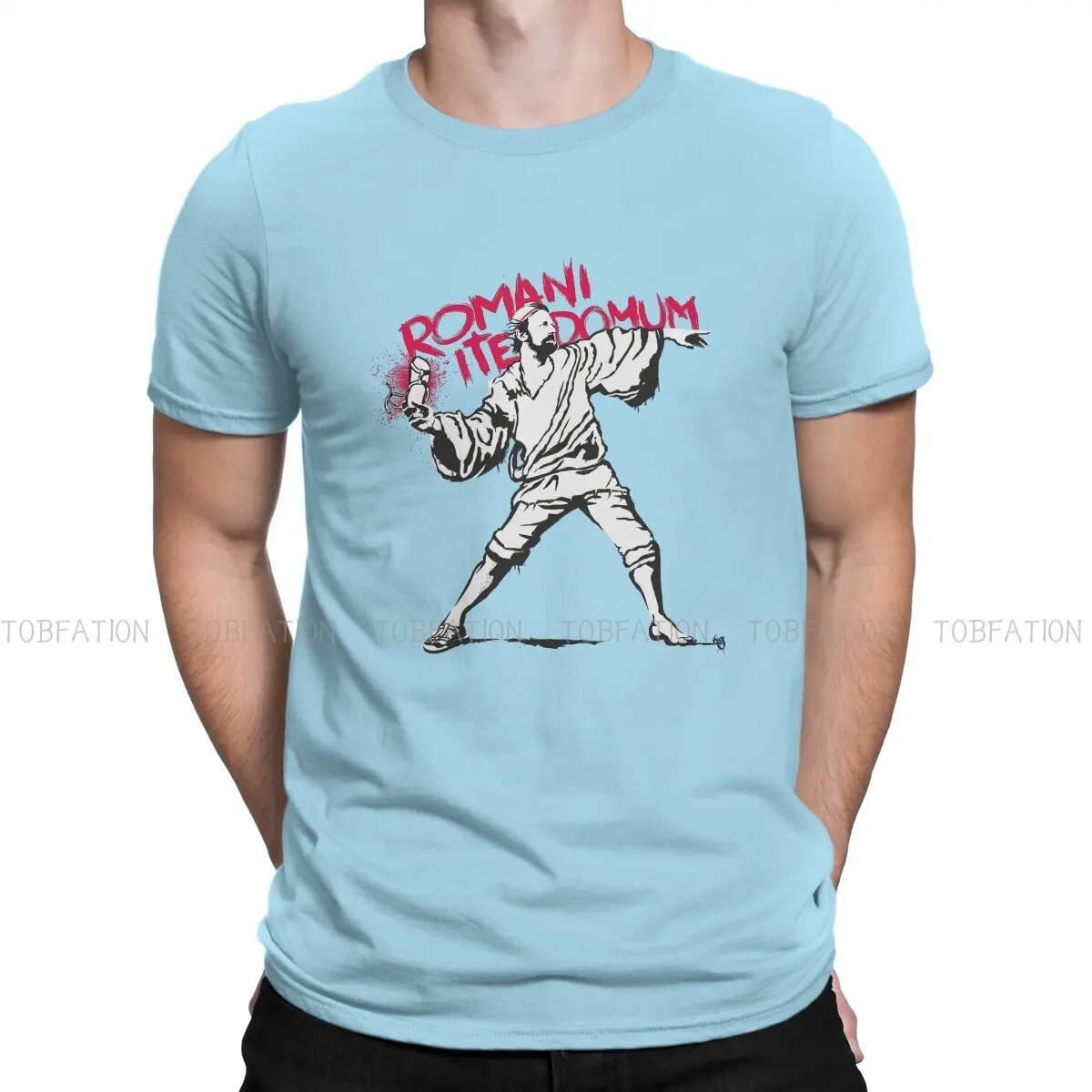 

Romani Ite Domum футболка с круглым воротником Banksy граффити уличная Художественная ткань Классическая футболка мужская одежда модная большая