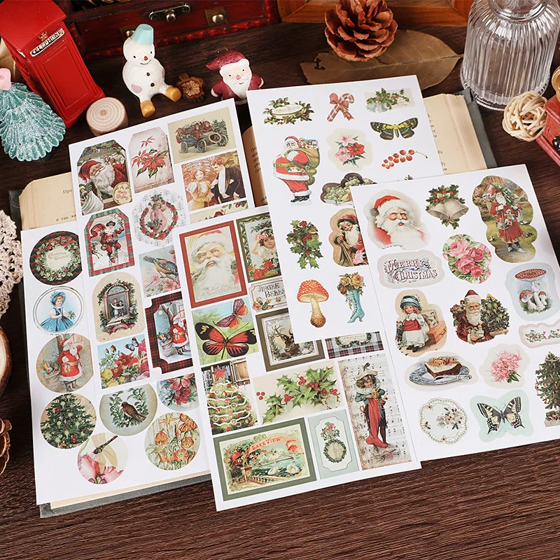 

Винтажная наклейка с надписью "Merry Christmas", Стикеры для подарков на вечеринку, Стикеры для канцелярских принадлежностей, подвесная бирка для детей, рождественские журналы