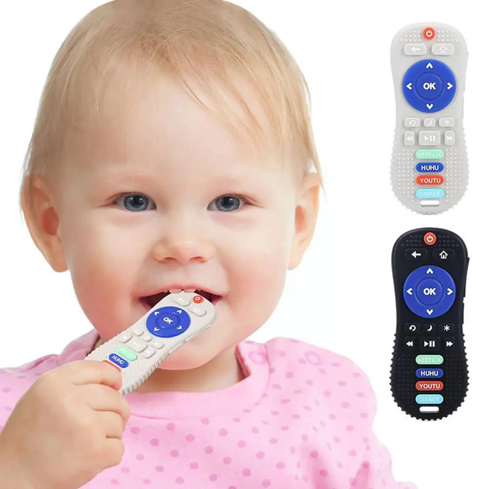 Soft Silicone Baby Teething Toys Pressable Remote Control, Remote Control Game Controller Teething Toy For Babies 6-12 Mont X5A6