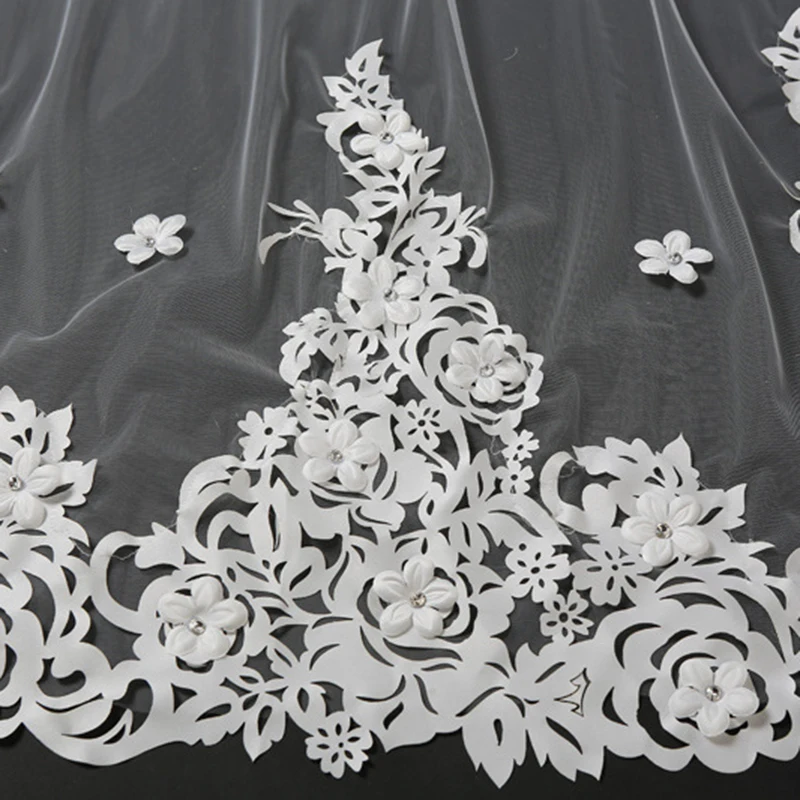 Высокое качество реальные фотографии аппликация 3 м Длинная свадебная фата для