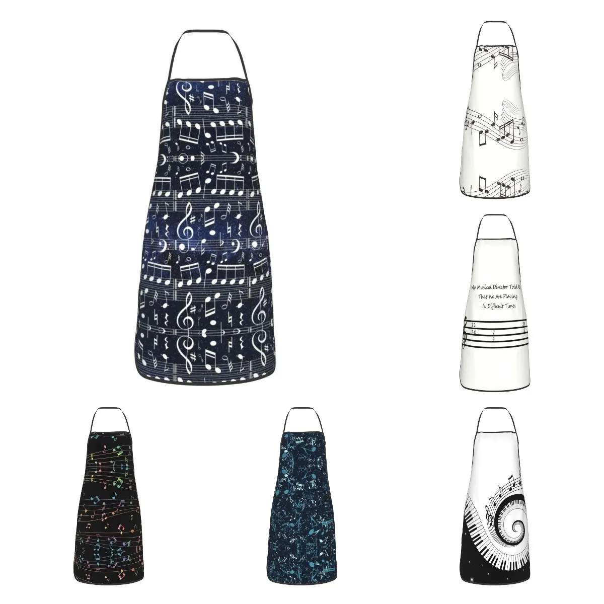 

Musical Notes With Space Galaxy Aprons for Women Men Composer Pianist Music Gift Kitchen Chef Bib Tablier Cuisine Cooking Baking