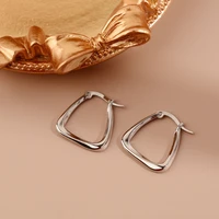fashion simple high end square ear buckle earrings for women retro luxury geometric silver plated jewelry accessories wholesale