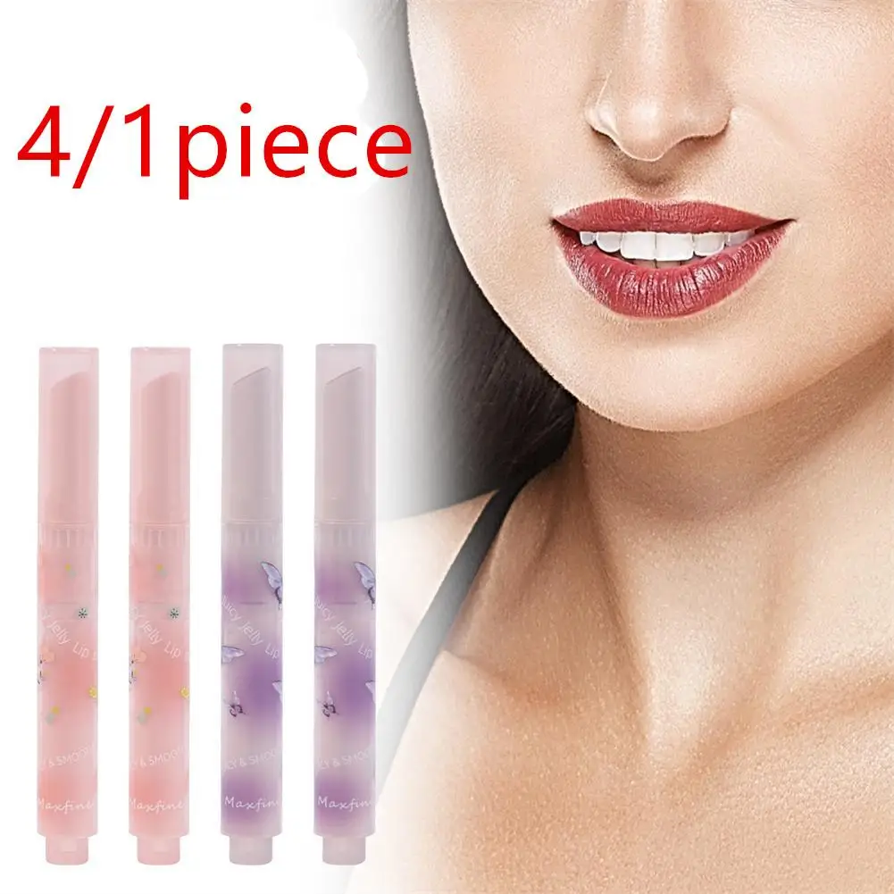 

4/1pcs Clear Lip Glaze Flower Lipstick Set Love Jelly Mirror Lipstick Waterproof Non-stick Cup Lipstick Transparent Makeup