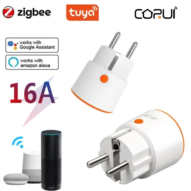 

CORUI Tuya Smart Zigbee Socket 16A EU Home Power Plug APP Remote Control Work With Alexa Google Home Assistant SmartThings