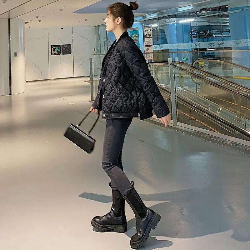 2023 New Winter Korean Style Elegant Solid Loose Long Sleeve Jackets Female Casual Female White Duck Down Warm Coats C57