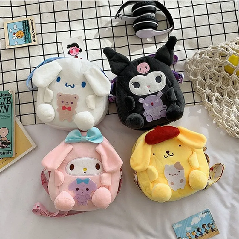 

Милая Sanrioed аниме серия mymelody Kuromi Cinnamoroll Милая модная мягкая плюшевая кукла дикая сумка через плечо сумка подарок