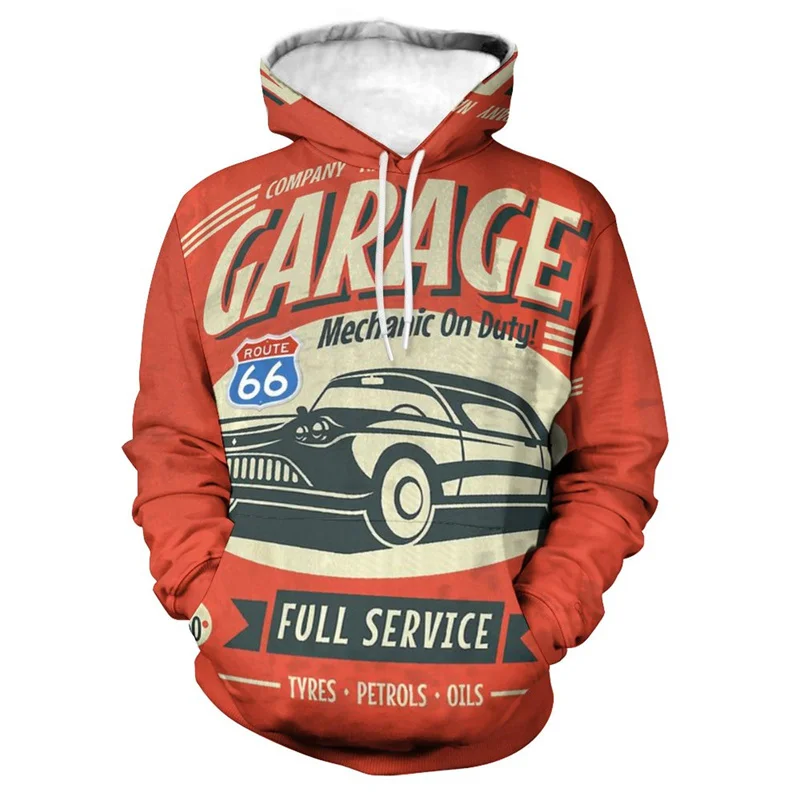 

America Route 66 Letters Printed Spring Autumn Men's Hoodies Sweatshirts Plus Size Loose Casual Pullover Streetwear Unisex 3XL