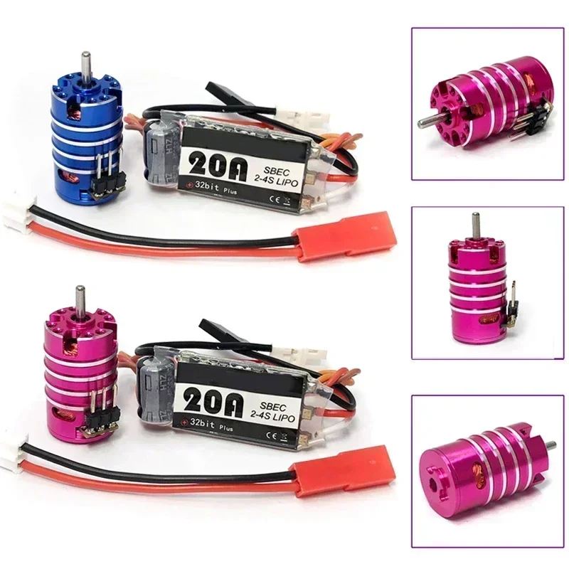 Фото Бесщеточный двигатель 1625 3500KV 6000KV 7500KV 11000KV с комбо-комплектом ESC 20A для радиоуправляемых моделей автомобилей Wltoys Trxs 1/24 1/28 №2