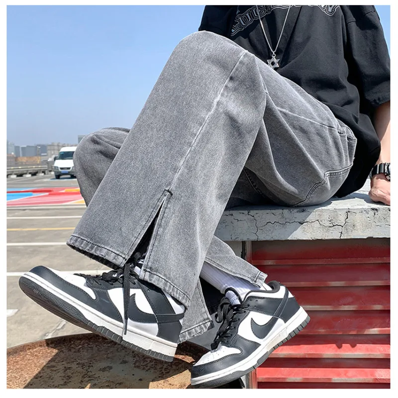 Blue Gray Baggy Jeans Men Fashion Casual Wide Leg Jeans Men Streetwear Loose Hip Hop Straight Denim Pants Mens Trousers S-3XL