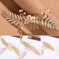 fashion romantic wedding bridesmaid hair jewelry golden leaf hair pin leaves headpiece bridal clips hair combs