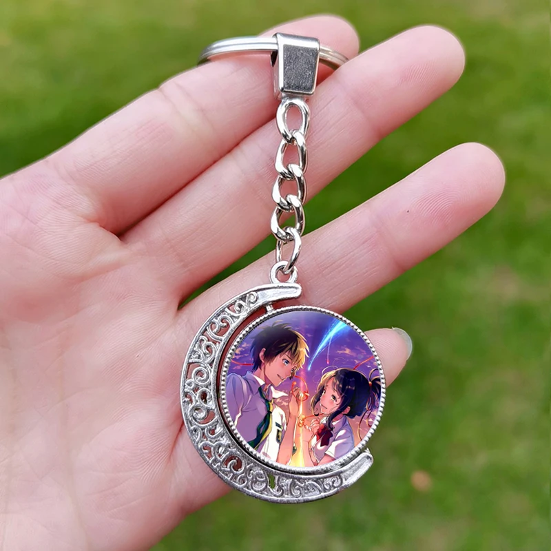 Поворотный Брелок с именем аниме Miyamizu Mitsuha Tachibana стеклянный брелок коллекция