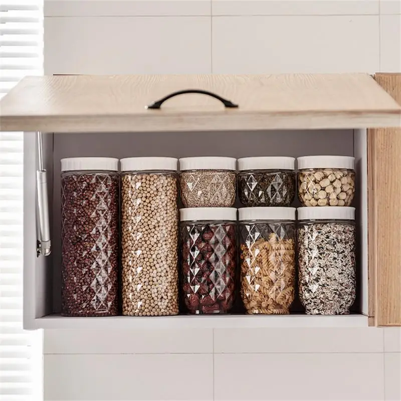 

Household Sealed Jar Transparent Grains Storage Box Sealed Fashionable Grains Storage Jar Kitchen Accessories Grains Kitchen