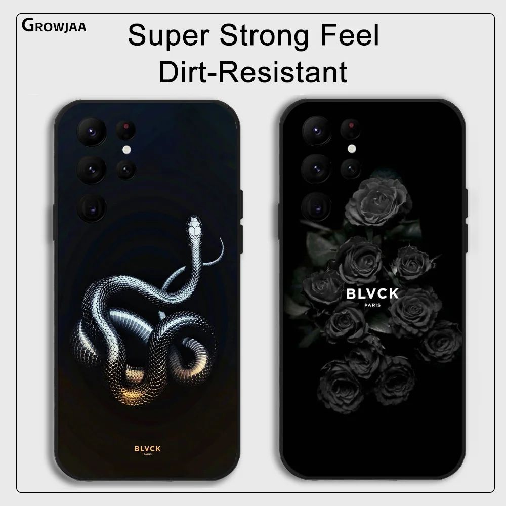 Роскошный черный чехол для телефона B-Blvck Snake Flowers Samsung Galaxy S24 Ultra S22 S23 S21 S20 5G Защитный
