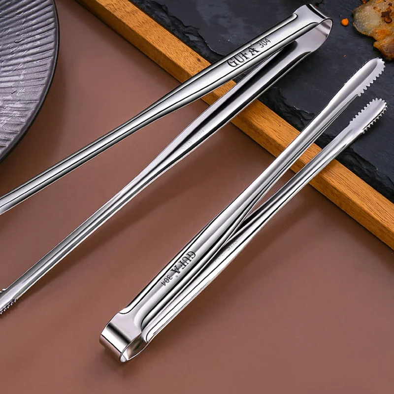 

Non-Stick Kitchen Clip Charcoal Barbecue Meat Tongs Kitchen Cooking Utensils Camping BBQ Food Clips Stainless Steel Grilling Kit