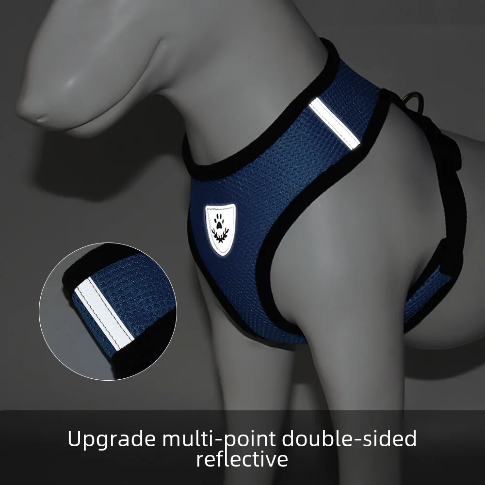 Breathable mesh dog chest strap puppy back reflective pet leash rope supplies wholesale Perro hembra Dog training