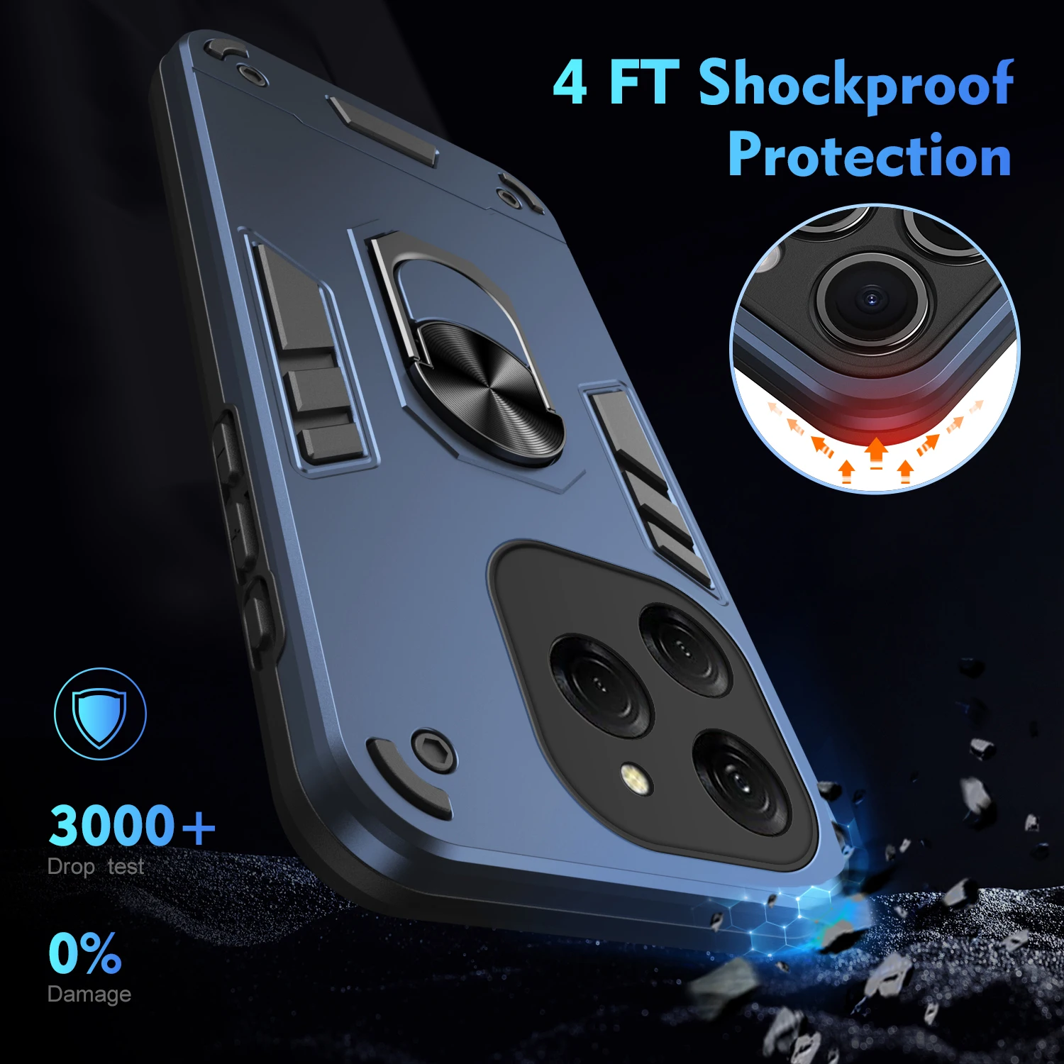 Фото Чехол для Tecno Spark 20 Pro KJ6, магнитный металлический кольцевой держатель, рамка из ТПУ, броня, пластиковый противоударный защитный чехол для телефона, чехлы №2