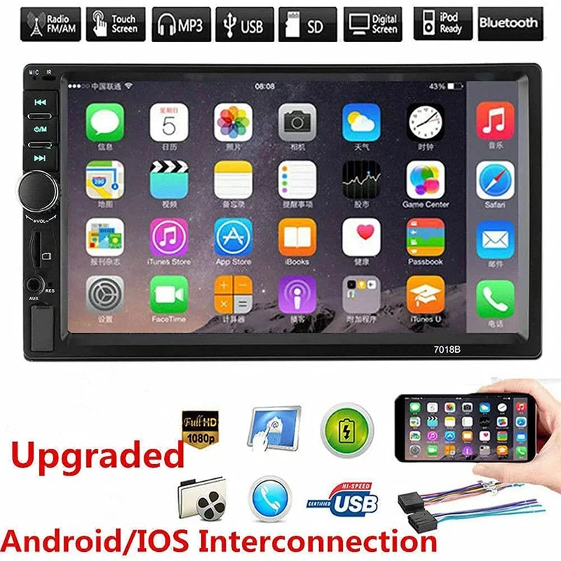 

New 2 Din Car Radio 7" HD Touch Screen Audio Stereo 7018B Video MP5 Multimedia Player Autoradio For Vw Nissan Toyota Kia