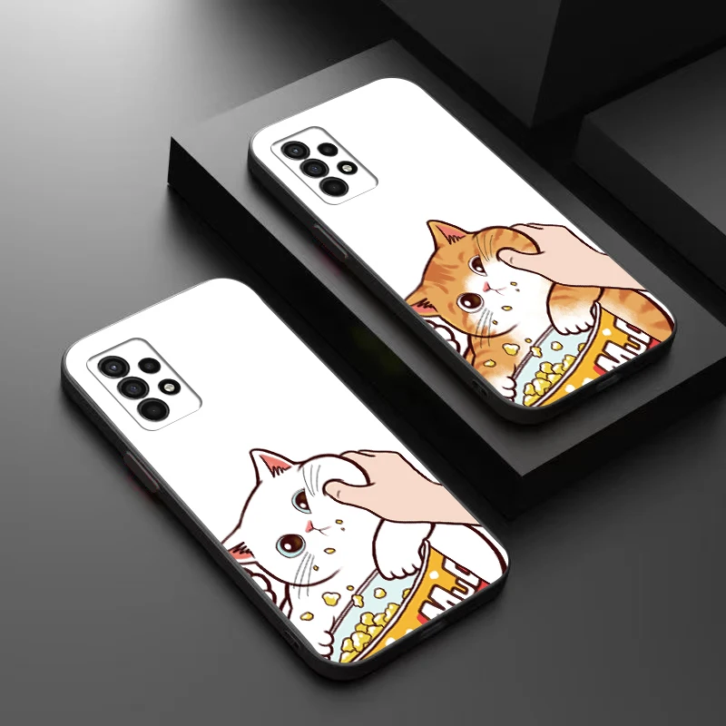 

Cartoon Cute Cat Phone Case For Samsung Galaxy A32 4G 5G A51 4G 5G A71 4G 5G A72 4G 5G Carcasa Back Soft Coque Funda