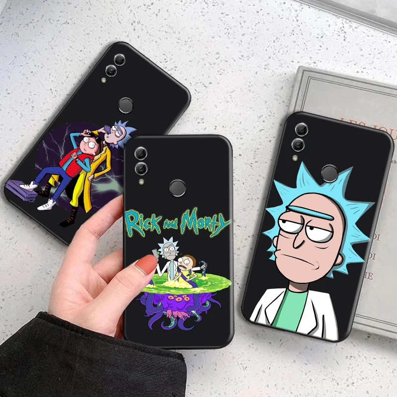 

Cartoon Rick And Morty Phone Case For Huawei Honor 7A 7X 8 8X 8C 9 V9 9A 9S 9X 9 Lite 9X Lite 8 9 Pro Silicone Cover Black Soft