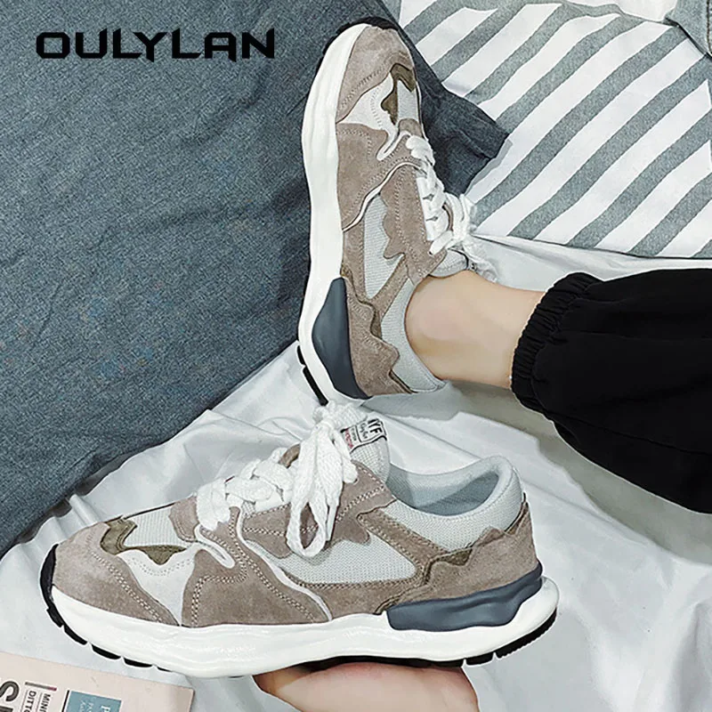 Мужские кроссовки из ПУ кожи плоская подошва повседневные на шнуровке модные