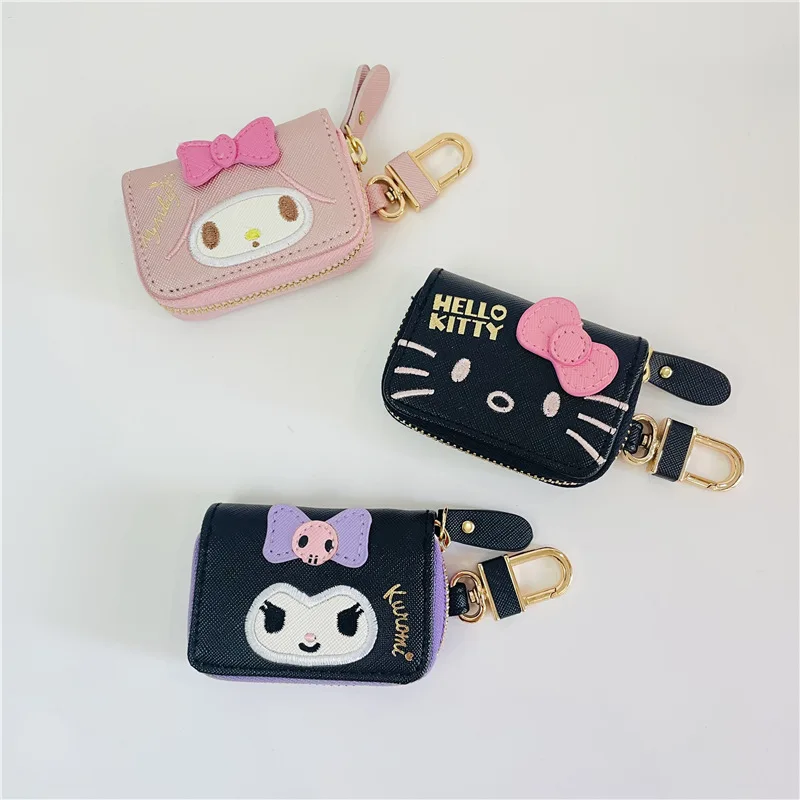 New Sanrio Kawaii Case Pu Wallet Hellokity Key Case Leather Key Storage Case Mymelody Cinnamorol Cute Purse Kuromi KT Cat Bag