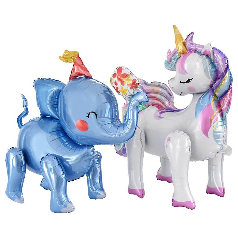 

4D Standing Jungle Animal Balloons Unicorn Elephant Lion Walking Balloon Birthday Party Decoration Kids Toys Baby Shower Ballons
