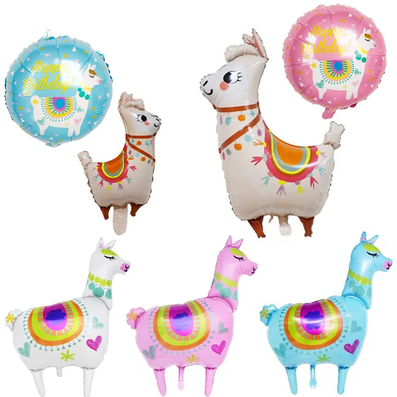 

1Pcs 4D Cartoon Animal Alpaca Foil Helium Balloon Cute Llama Inflatable Round Ballons Children Baby Birthday Party Decorations