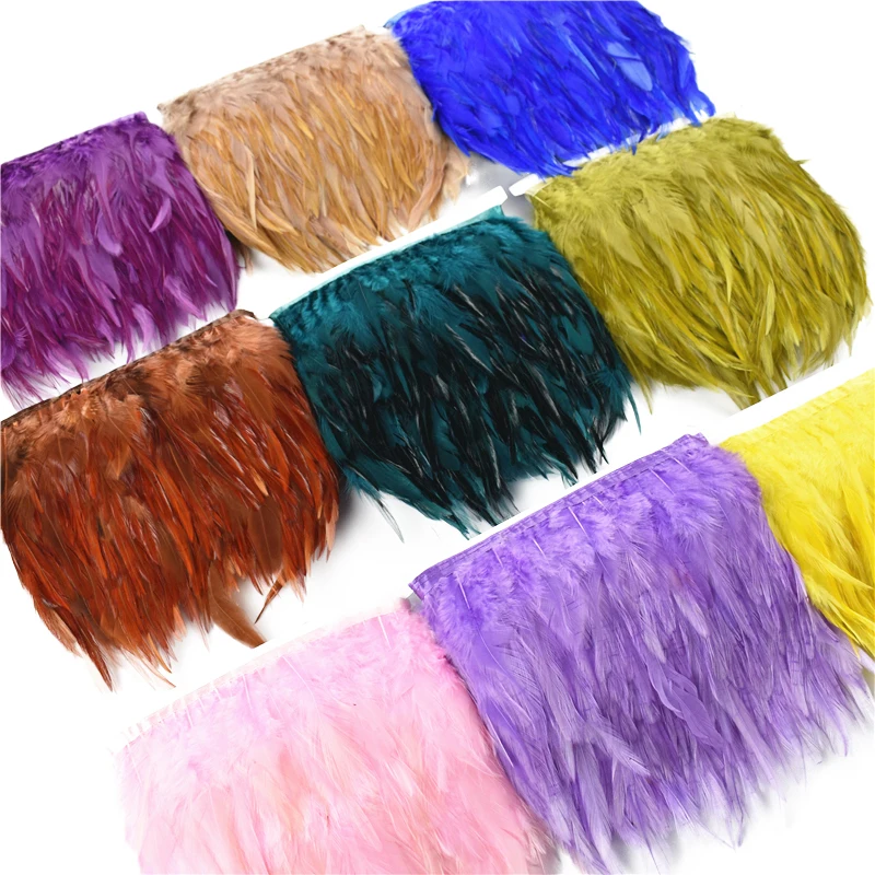 

5Meters Colorful Pheasant Feathers on Tape Trim Fringe Decor Feather Clothes Ribbon Sewing Wedding Dress Handicraft Accessories