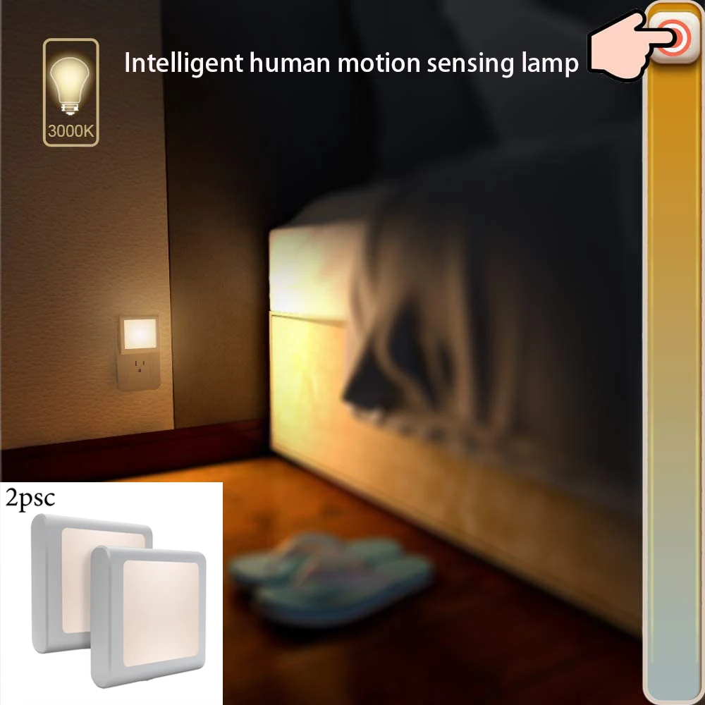 

Фонарик с функцией ночной подсветки и датчиком ночной ходьбы, с регулировкой яркости, теплый белый настенный светильник с Европейской/американской вилкой, внутреннее освещение для кухни и спальни