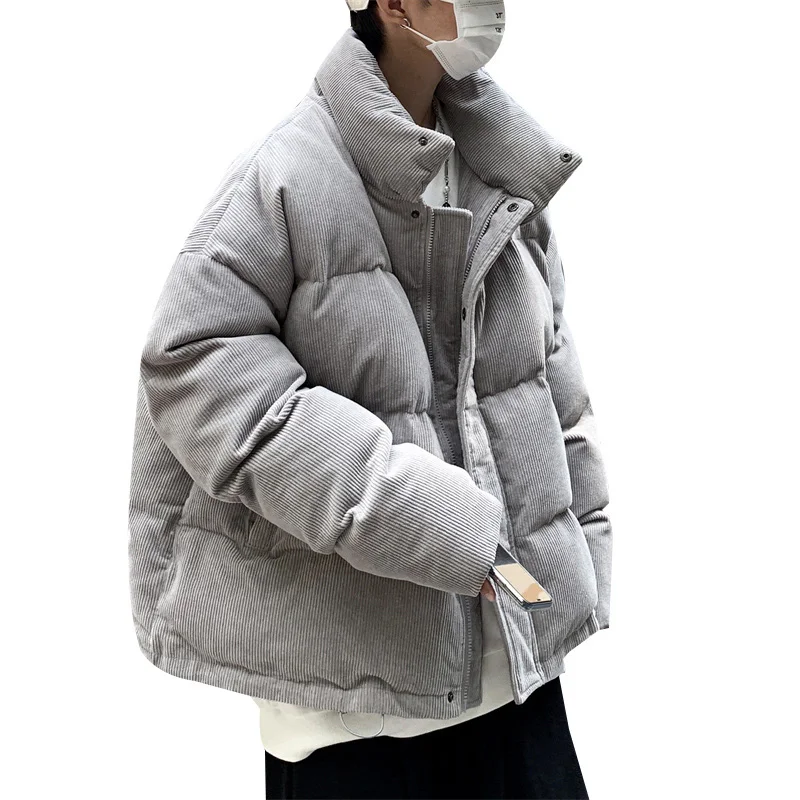 Winter Jacket Men Warm Fashion Oversized Thicken Corduroy Jackets Mens Streetwear Korean Loose Thick Short Coat Men Clothes
