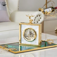 desk clock deer golden fashion high quality european style luxury desk clock antique home decor metallica wallclock wanduhren