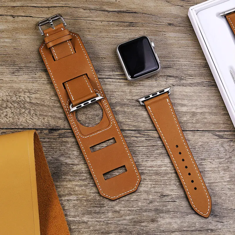 

Luxury Genuine Leather Strap For Apple Watch Band 41mm 45mm 38mm 42mm 44mm 40mm iwatch Series 8 7 se 6 5 4 3 2 Sprots watchband