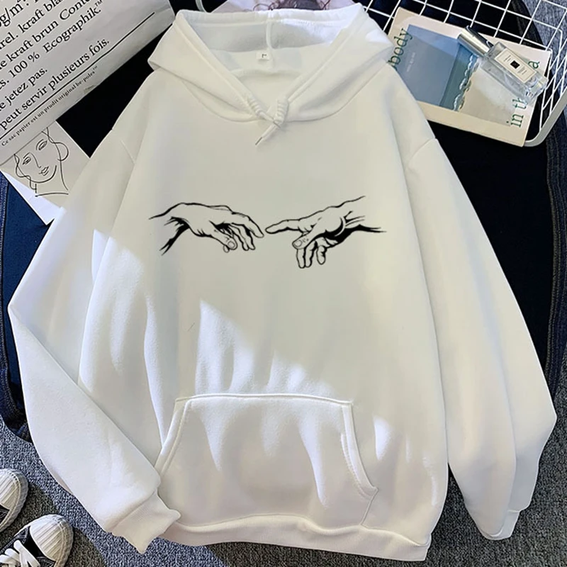 

Autumn Winter Women's Hoodie Adam's Hand Couple Gift Fashion Sweatshirt Harajuku Oversized Casual Versatile Unisex Hoodie