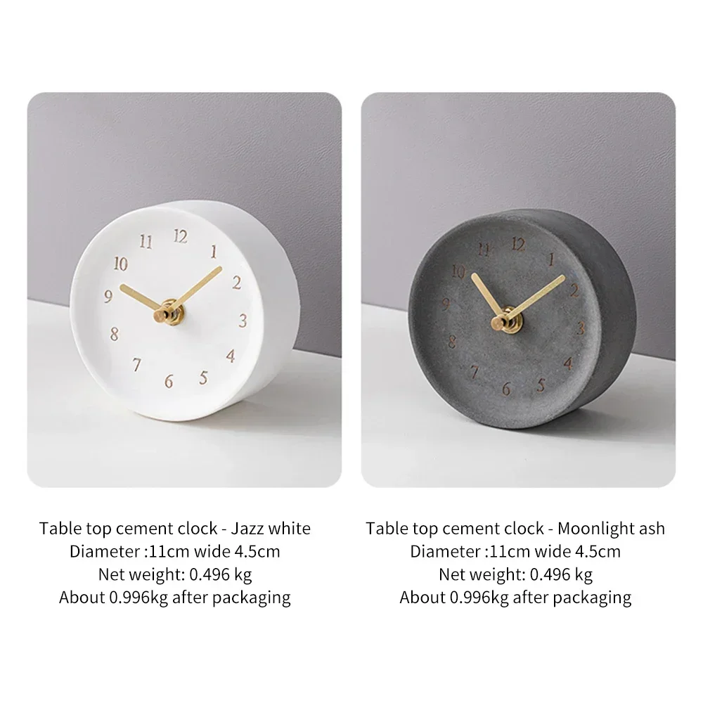 Минималистичные цементные настольные часы в скандинавском стиле круглые