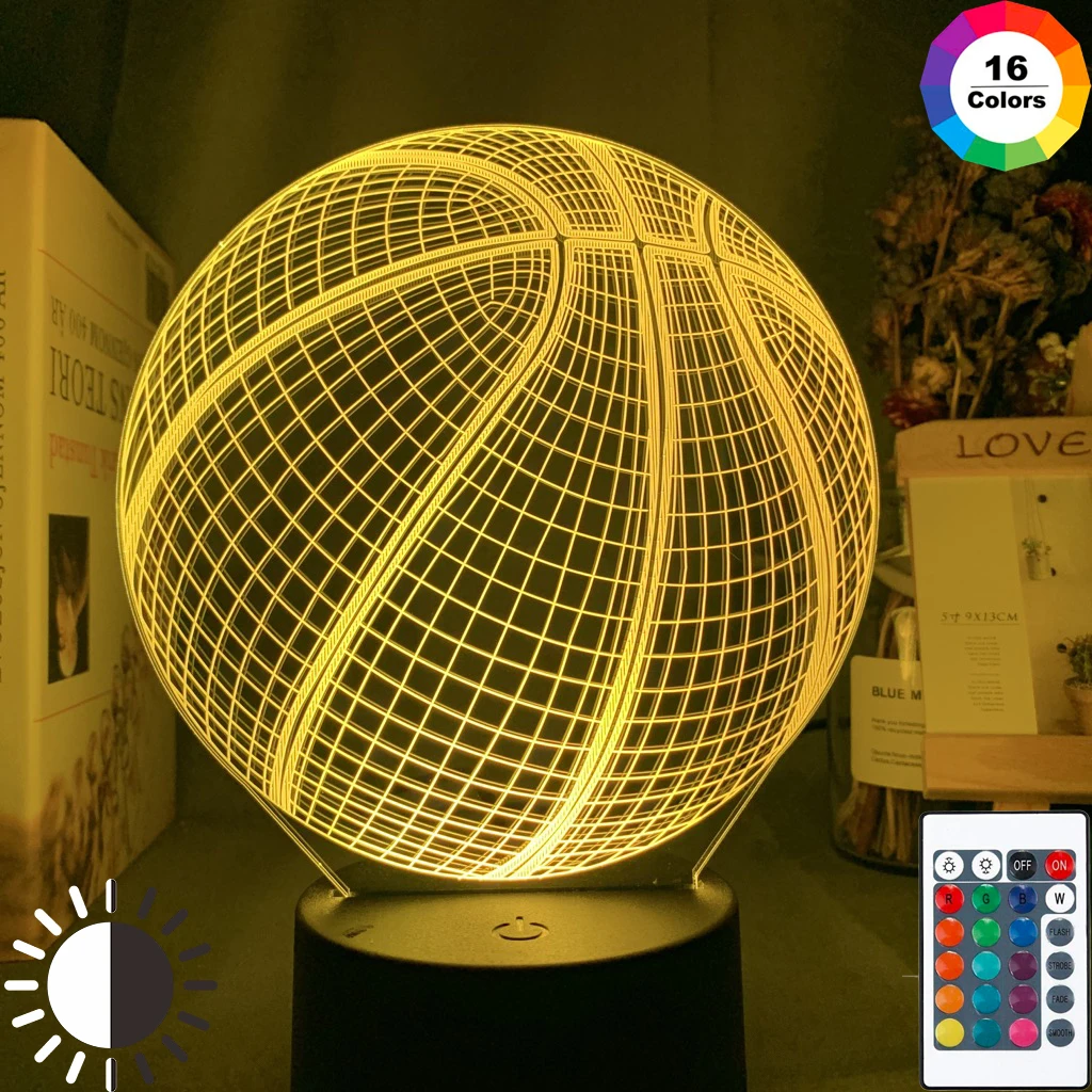 

3d Illusion Night Lamp Basketball Ball Hologram Acrylic Nightlight for Room Decor Unique Gift for Student Bedroom Night Light