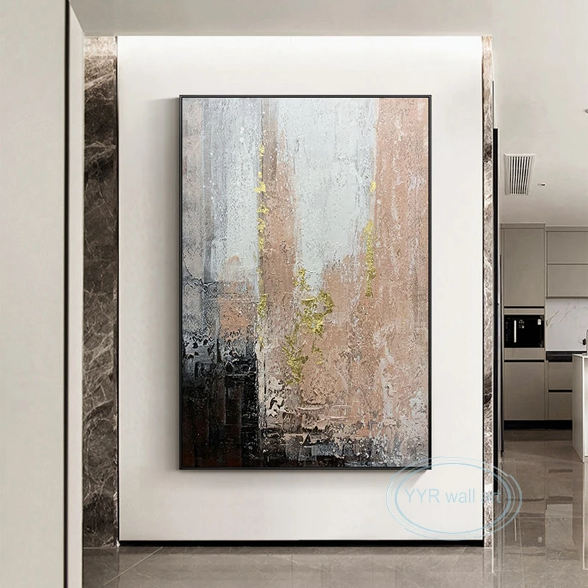 

Современная Абстрактная Золотая фольга, домашний декор, настенное искусство, холст ручной работы, акриловая масляная живопись для гостиной...