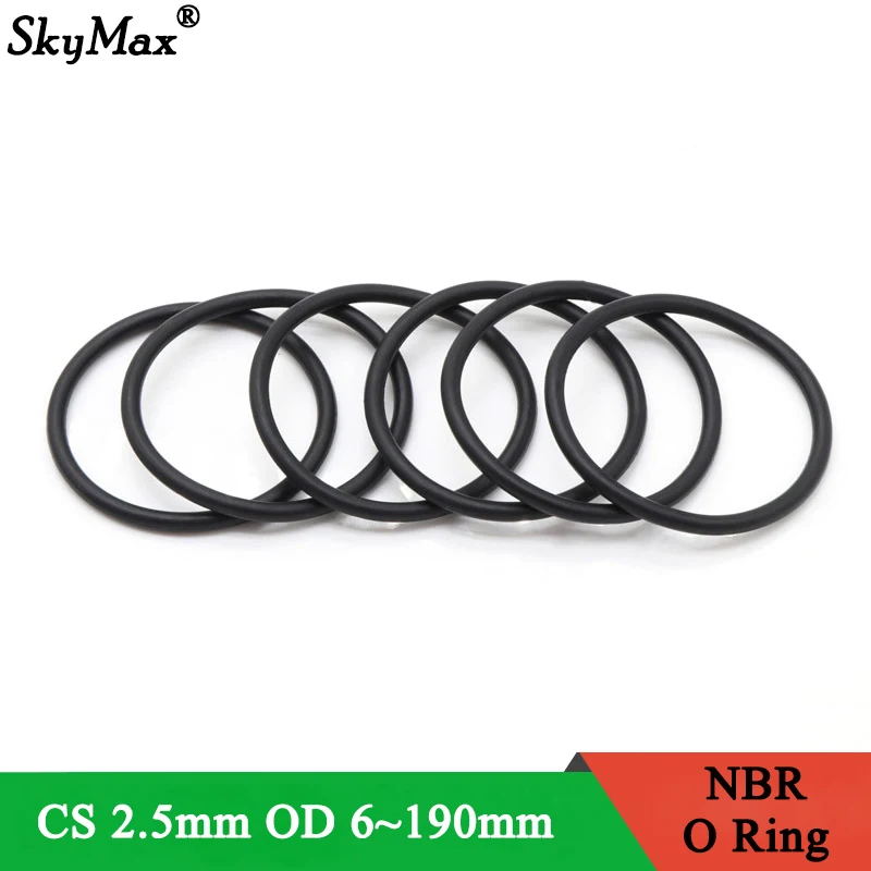 

10pcs NBR O Ring Seal Gasket Thickness CS 2.5mm OD 6~190mm Nitrile Butadiene Rubber Spacer Oil Resistance Washer Round Shape