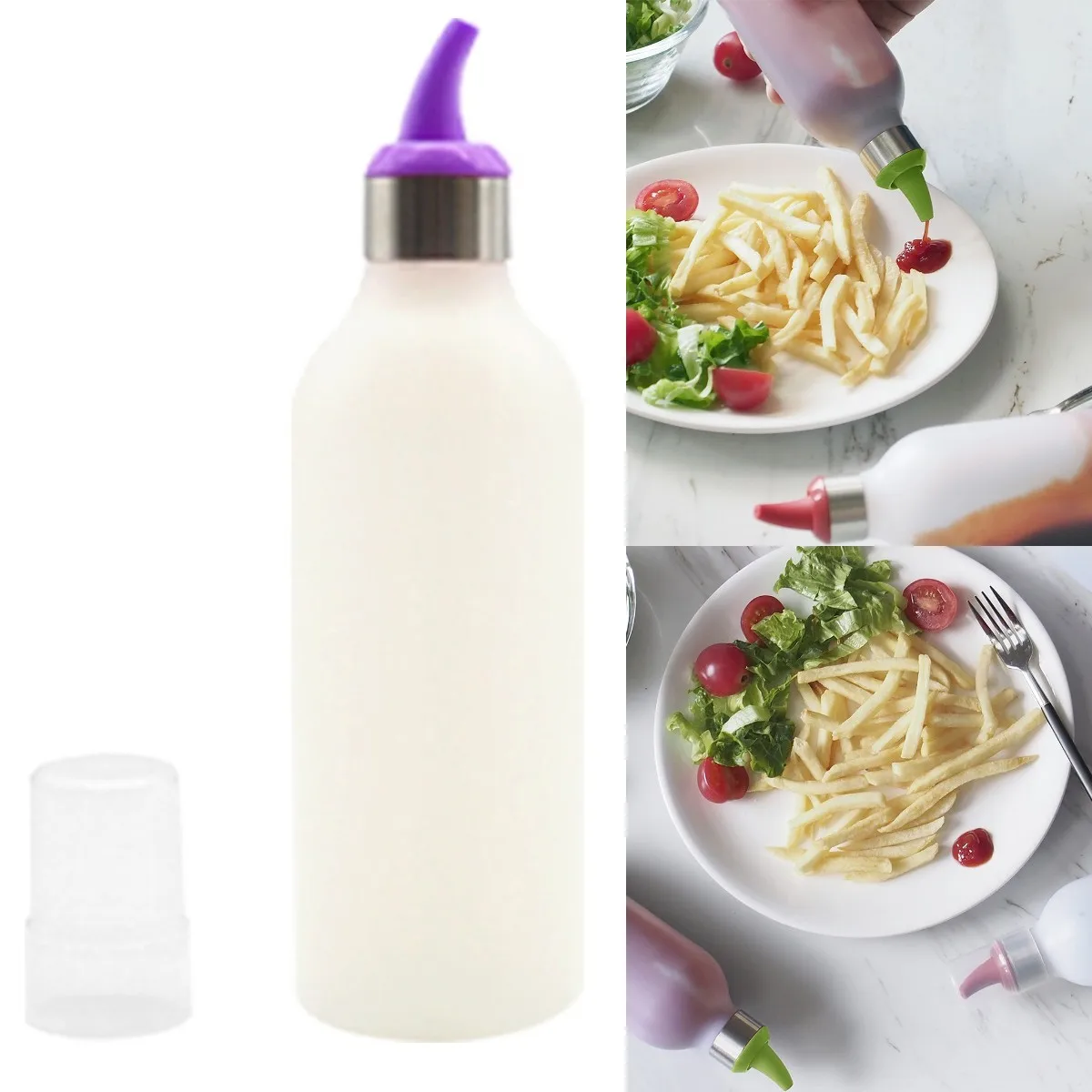 

450ml Plastic Squeeze Bottle Condiment Bottles Dispenser For Jam Sauce Vinegar Oil Ketchup Mustard Kitchen Cooking Accessories