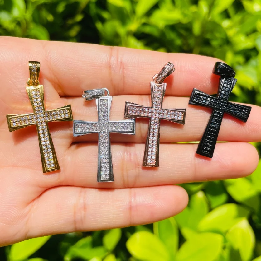 

ANGLANG Fashion Cross Pendants Gold&Silver Color Cubic Zirconia Jesus Cross Pendant Necklace Jewelry for Men/Women Wholesale