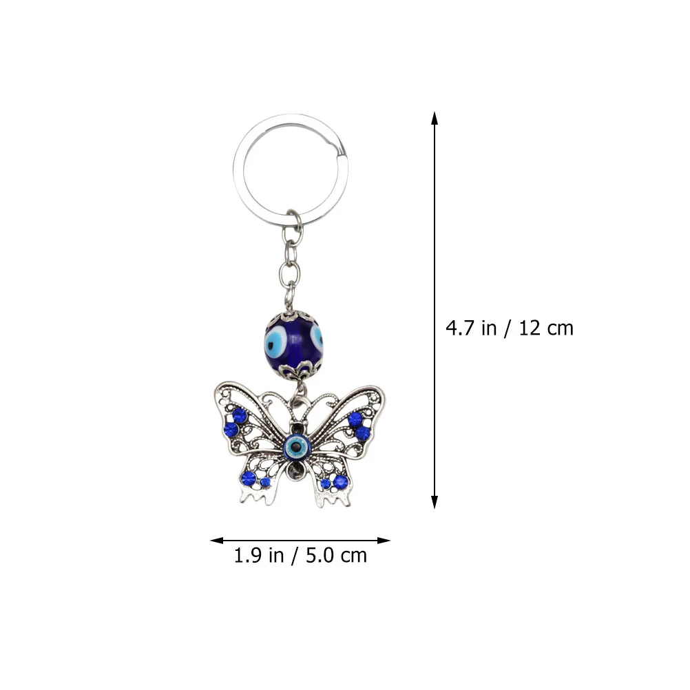 2 Pcs Key Chain Keychain Adorns Keychains Car Keys Butterflies Decors Fashion Ring Hangings Blue Pendants Bag Evil Eye Keyrings