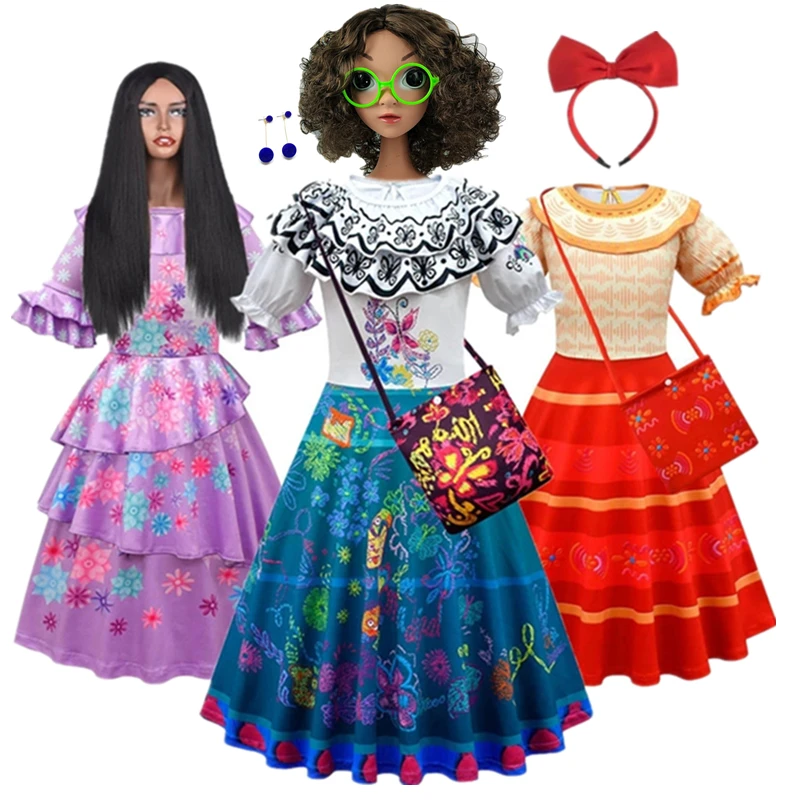 

Girl Encanto Mirabel Madrigal Costume long skirt Girl Princess Dress Carnival Masquerade Kids Dolores Cosplay Party Dress Up