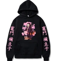 japanese anime hoodie demon slayer kawaii cute hooded sweatshirts nezuko kamado print harajuku hoodie anime clothing for women