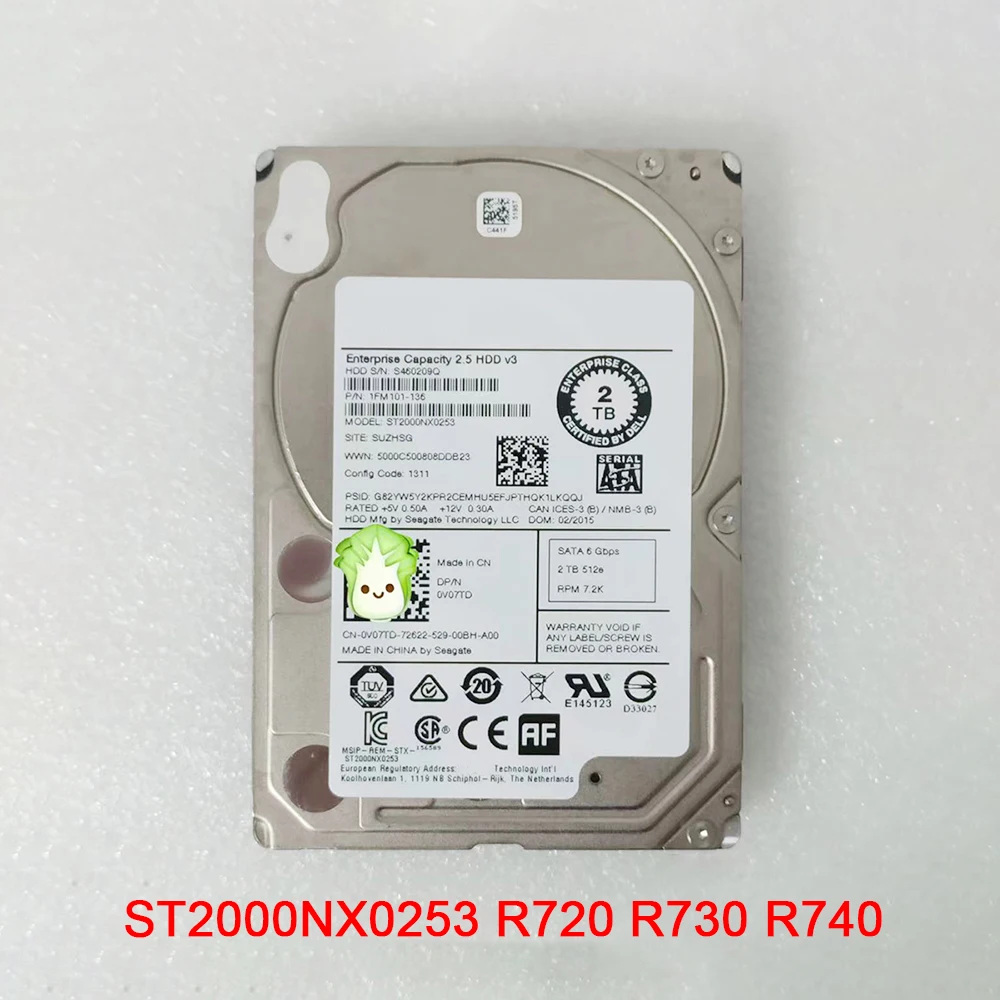 

R720 R730 R740 ST2000NX0253 Server Hard Disk 2T 7.2K SATA 2.5" 6G Hard Drive