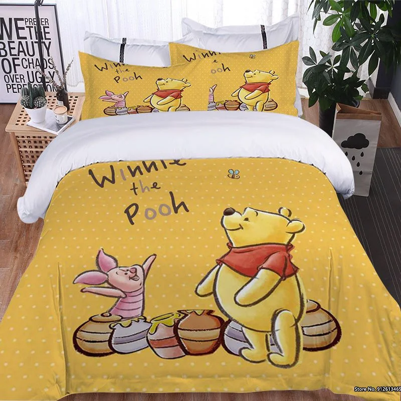 

Cartoon Winnie-the-Pooh Quilt Case Pillow Case 3d Digital Printed Bedclothes Children Baby Bedroom Decorative Home Textiles