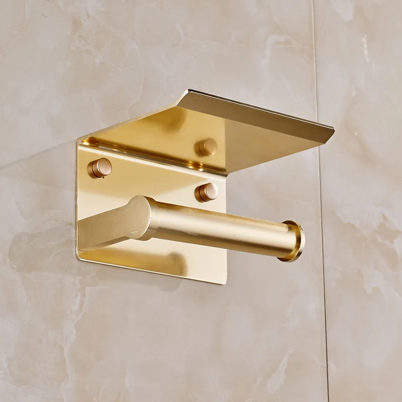 

Aluminum Toilet Paper Holder Tissue Paper Roll Rack Mobile Phone Holder Shelf Stainless Steel Bathroom Paper Storage Rack
