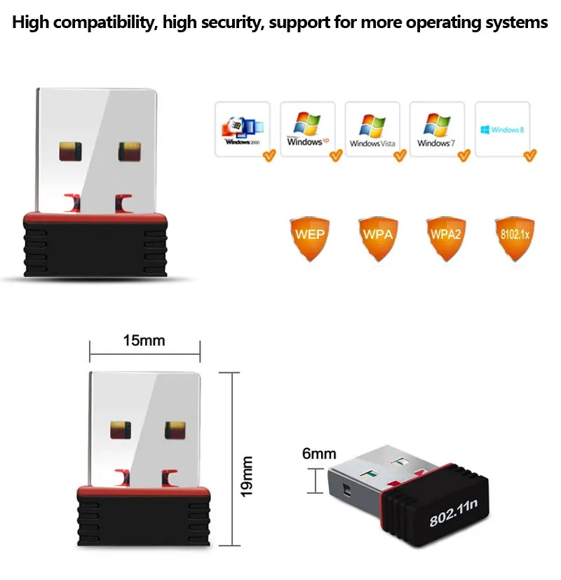 Беспроводная сетевая карта 150M USB 2 0 WiFi 802.11b/G/N LAN адаптер мини Wi-Fi донгл для ноутбука