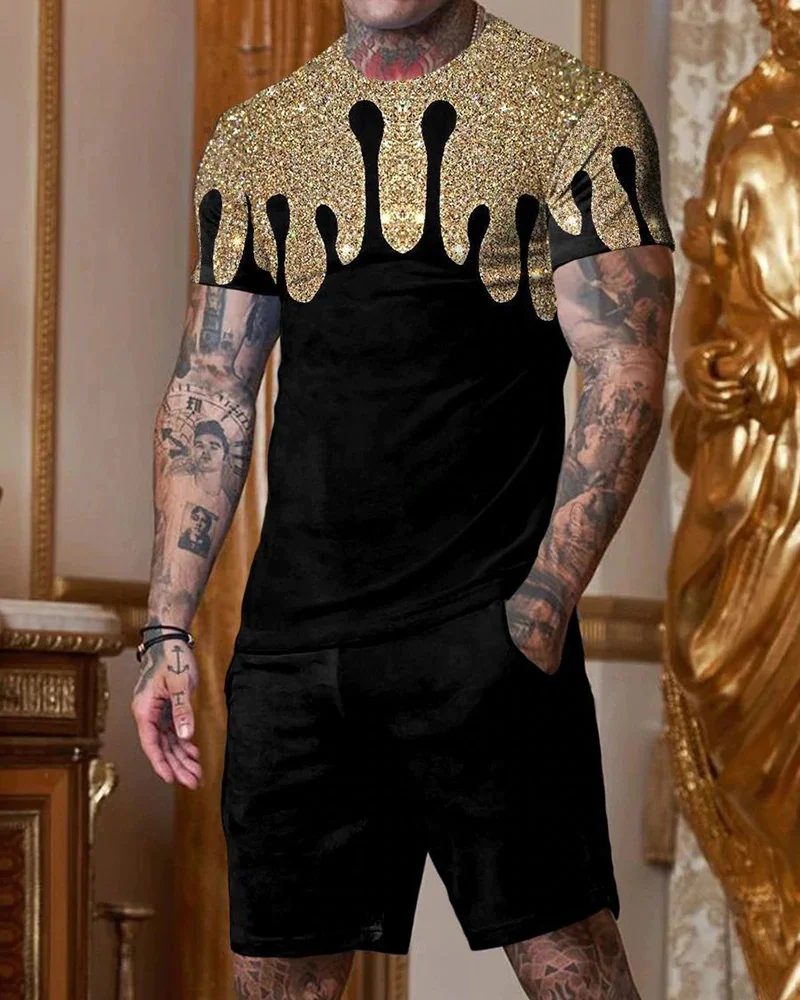 Summer Men 3D Print T Shirt Set Fashion Shorts Tracksuit Male Casual Short Sleeve Sportsuit Newest Men's Oversized Clothing