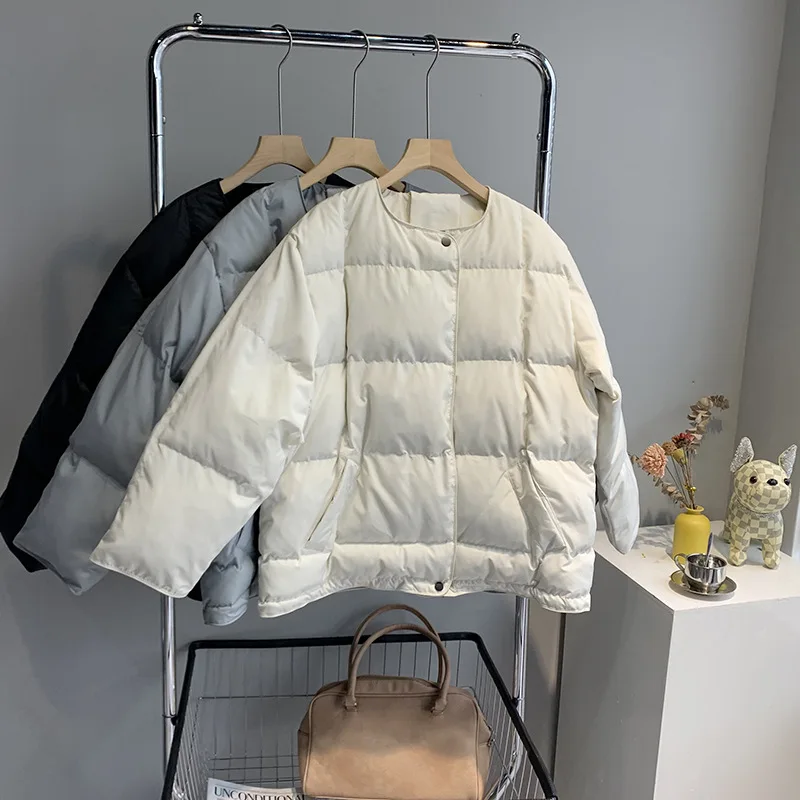 Winter New Rhombic Cotton-padded Clothes Female Korean Version Of Solid Color Short Warm Collarless Padded Bread Clothing Female