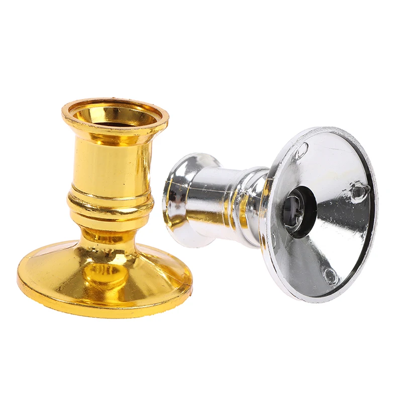 

2pcs/set Plastic Plated Candle Holders Pillar Metal Plate For Wedding Party Festival Candlestick Holder Art Gift Home Decoration